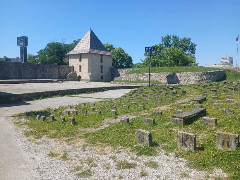The courtyard — Roman and medieval stone underfoot, Banja Luka